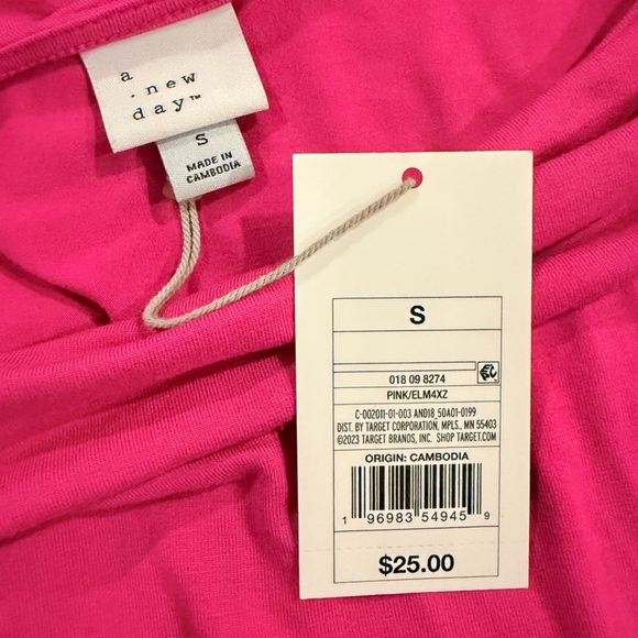 A New Day Fuchsia One-Shoulder Dress. Size Small. NWT. - Picture 4 of 4